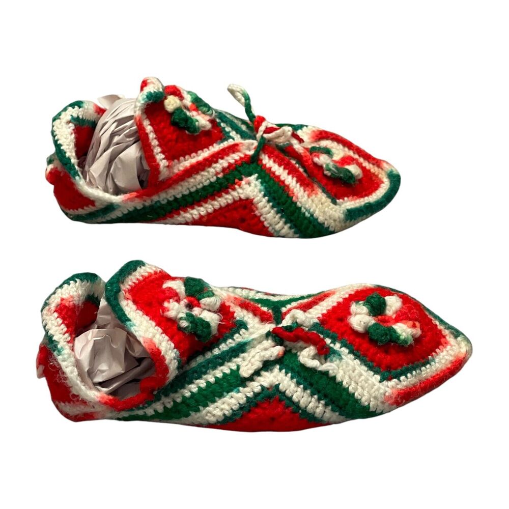 Multicolor Crochet Granny Christmas Holiday Handmade Boot Stockings 9" - Picture 4 of 6